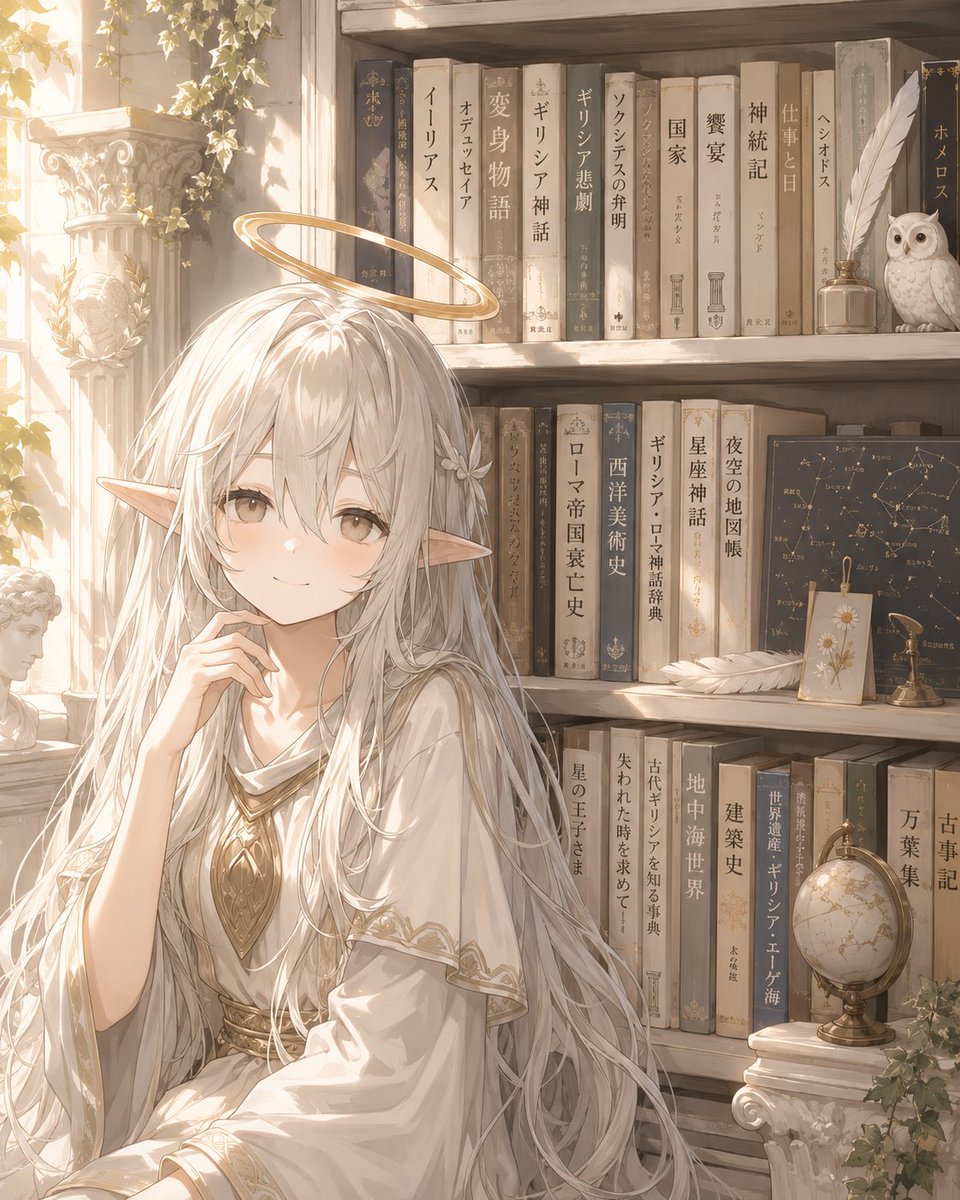 Faceless Elf Angel Library AI image template preview