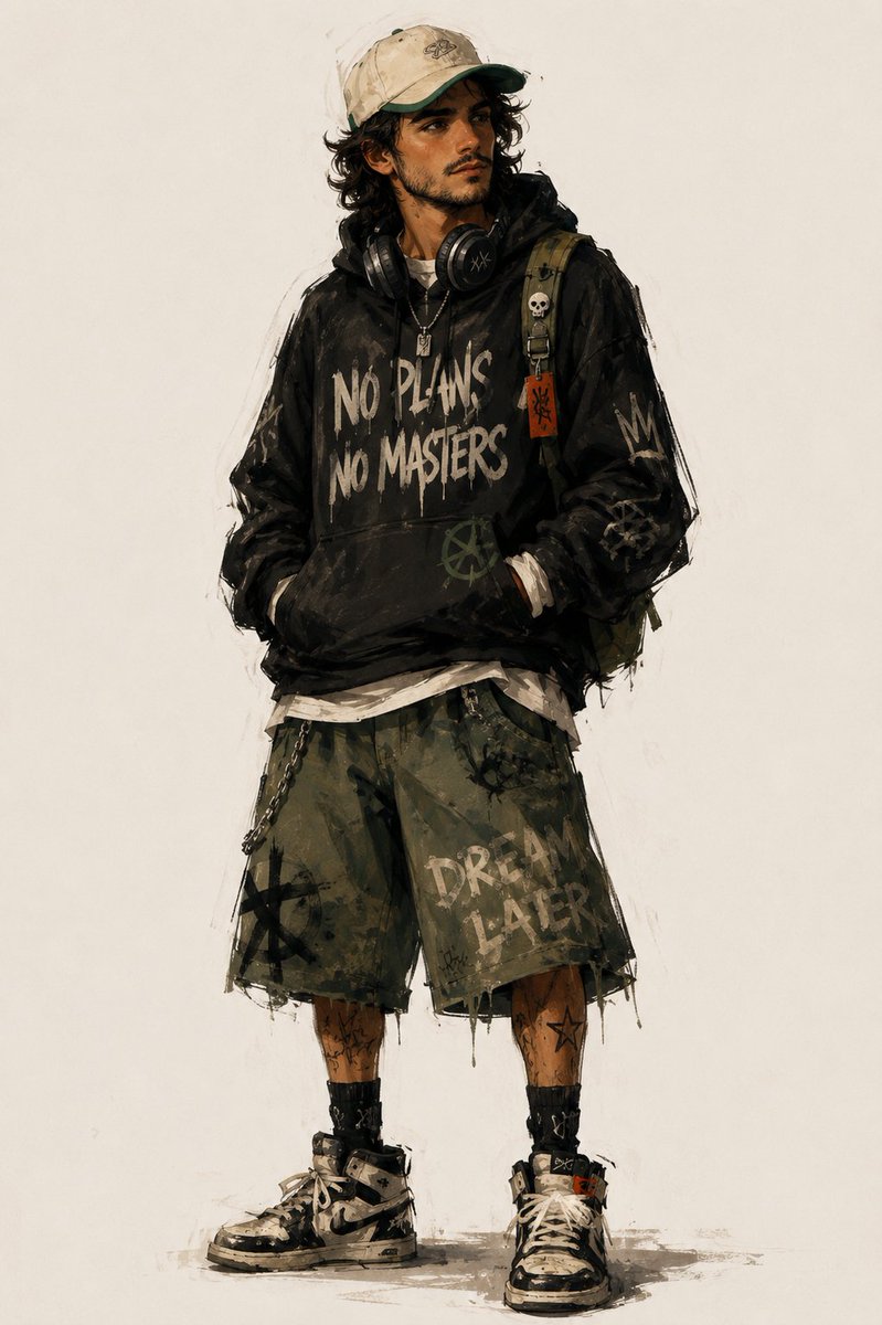 Urban Fashion Character Concept Art AI image template preview