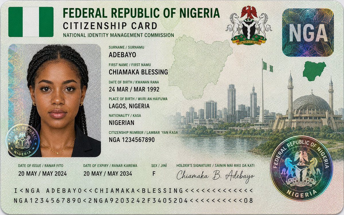 Nigerian Citizenship Identity Card Mockup example 2
