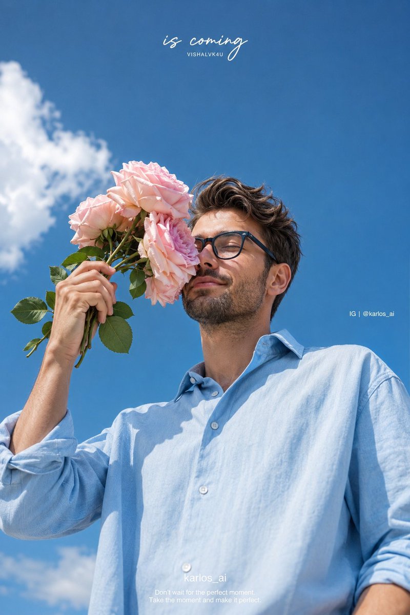 Romantic Korean Summer Portrait with Roses AI image template preview
