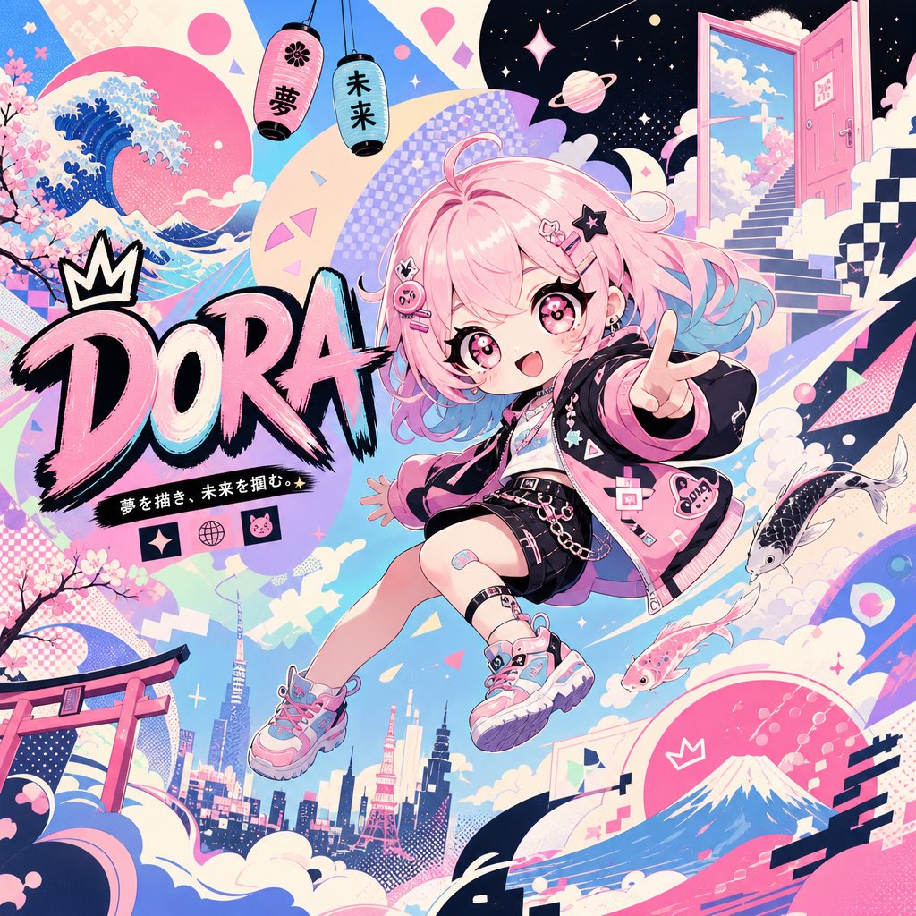 Surreal Japanese Pop Art Twitter Banner AI image template preview