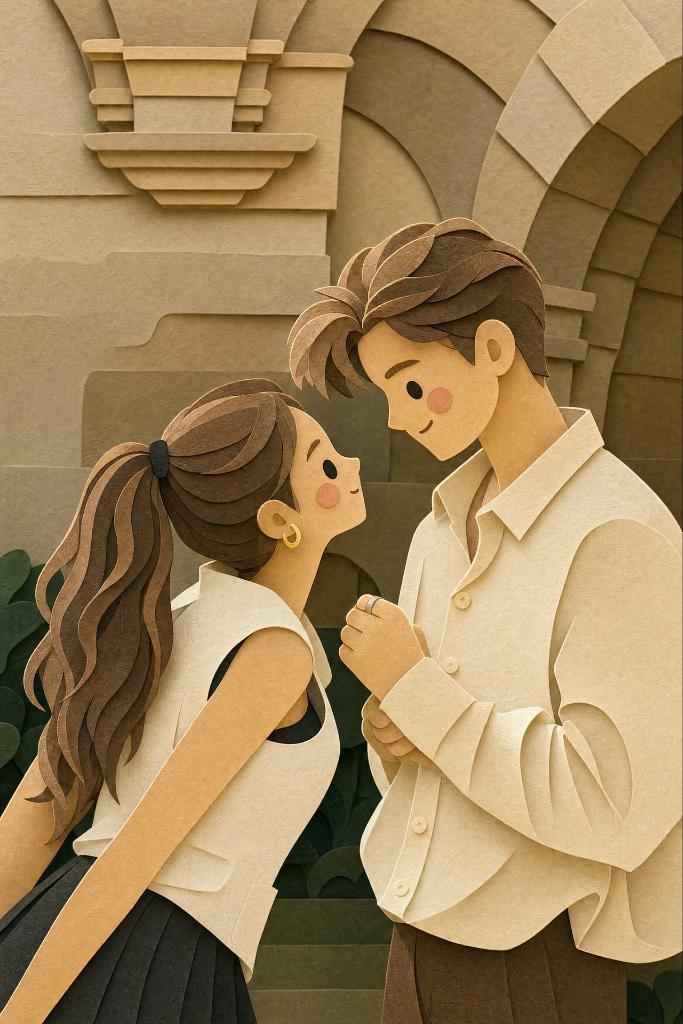 Layered Paper-Cut Style Illustration AI image template preview