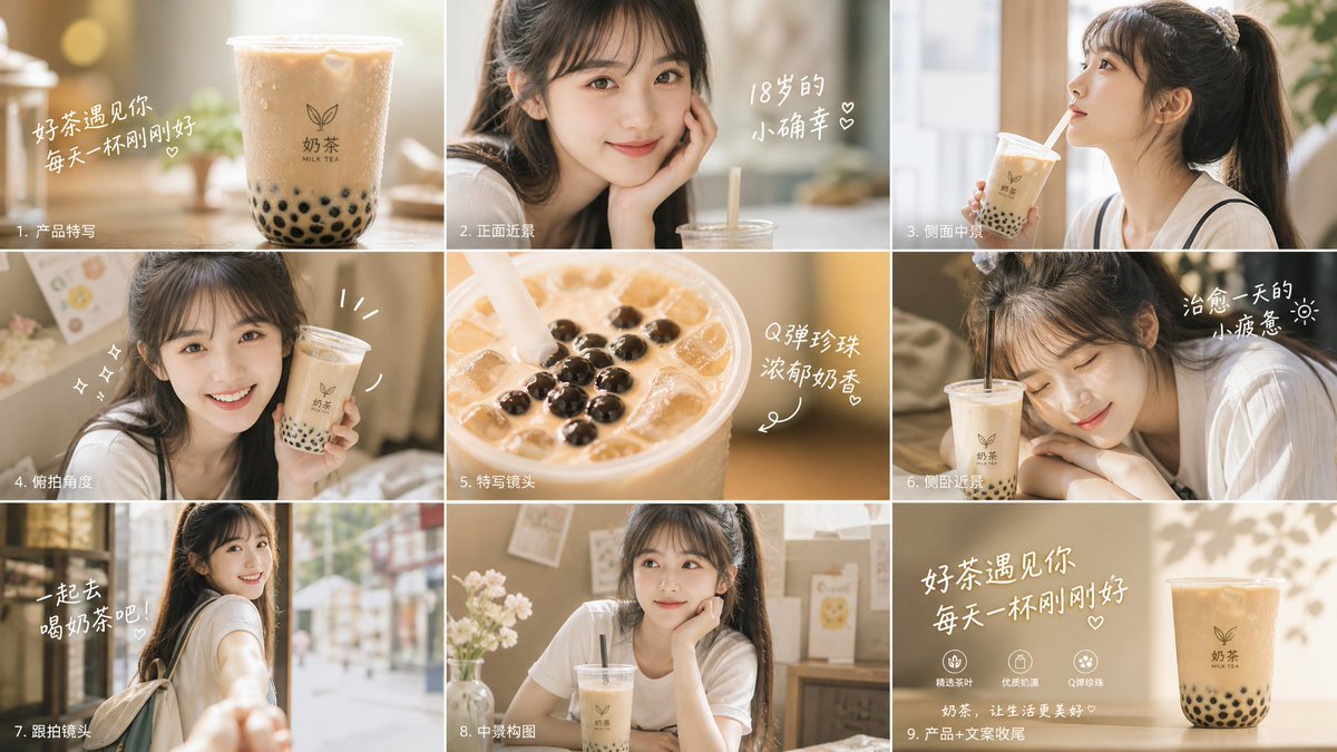 Milk Tea Commercial Storyboard AI image template preview