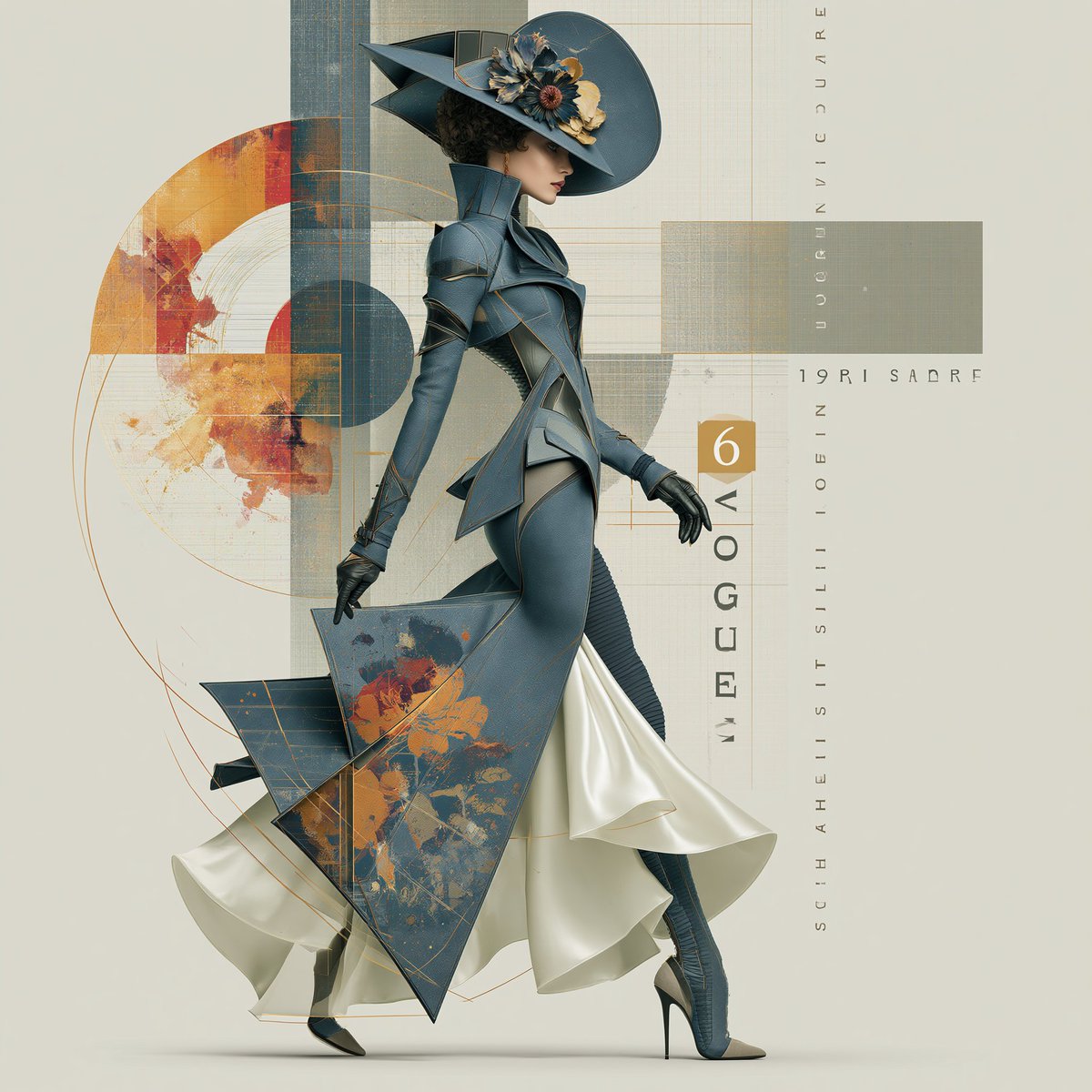Elegant Vintage Glamour Fashion Illustration AI image template preview