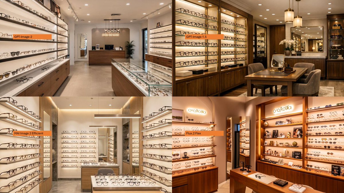Four-Panel Eyewear Store Model Comparison AI image template preview