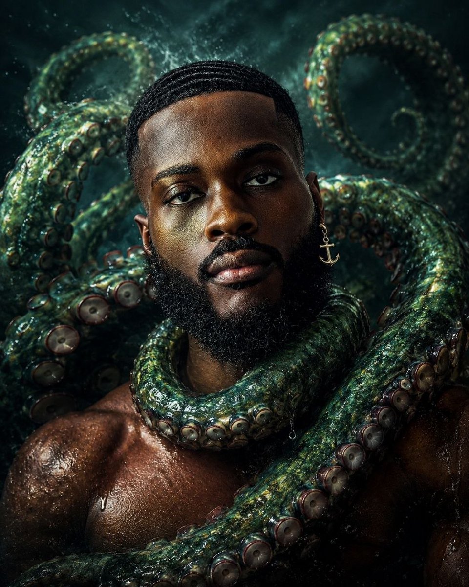 Surreal Marine Tentacle Portrait AI image template preview