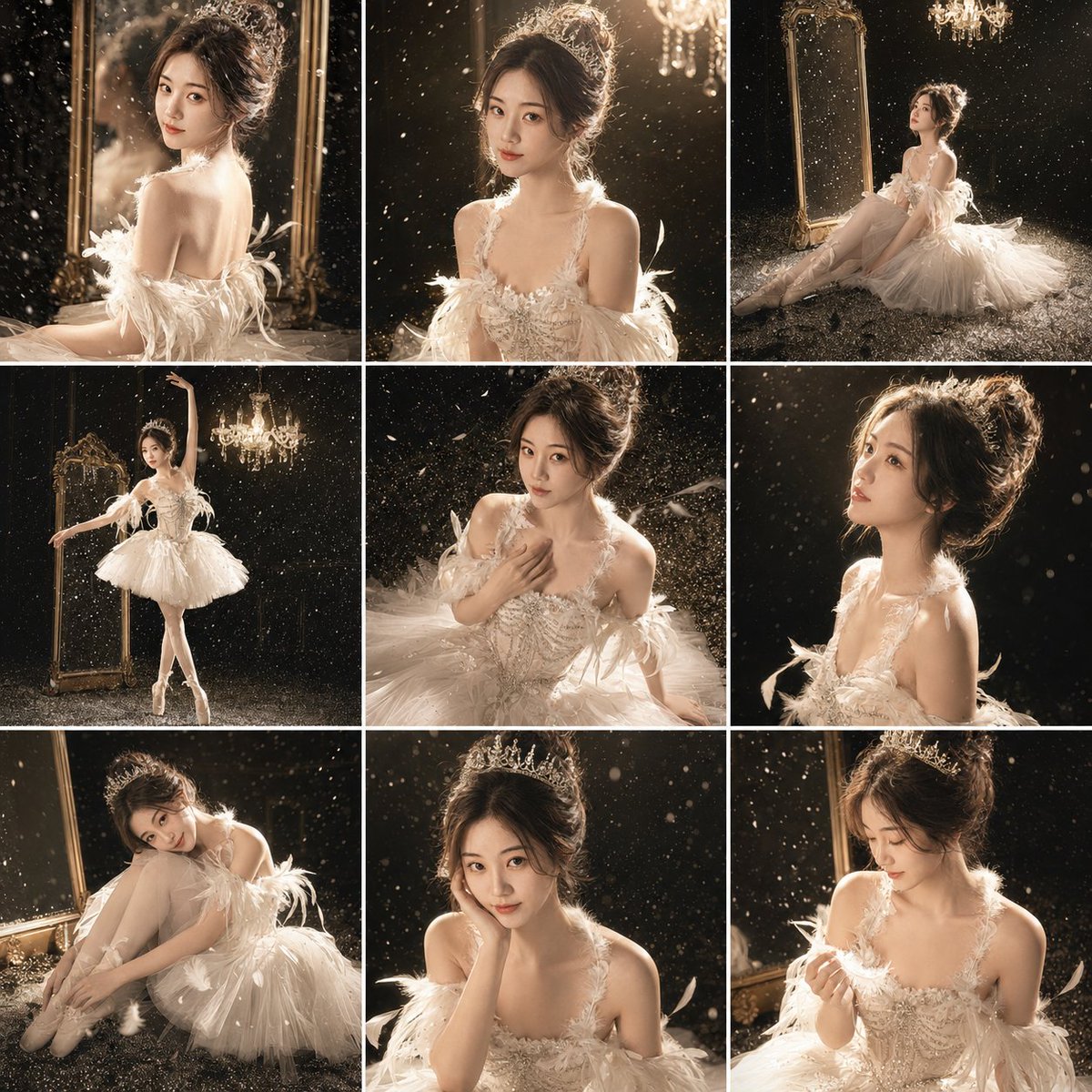 Luxury Studio Ballet Portrait Grid AI image template preview