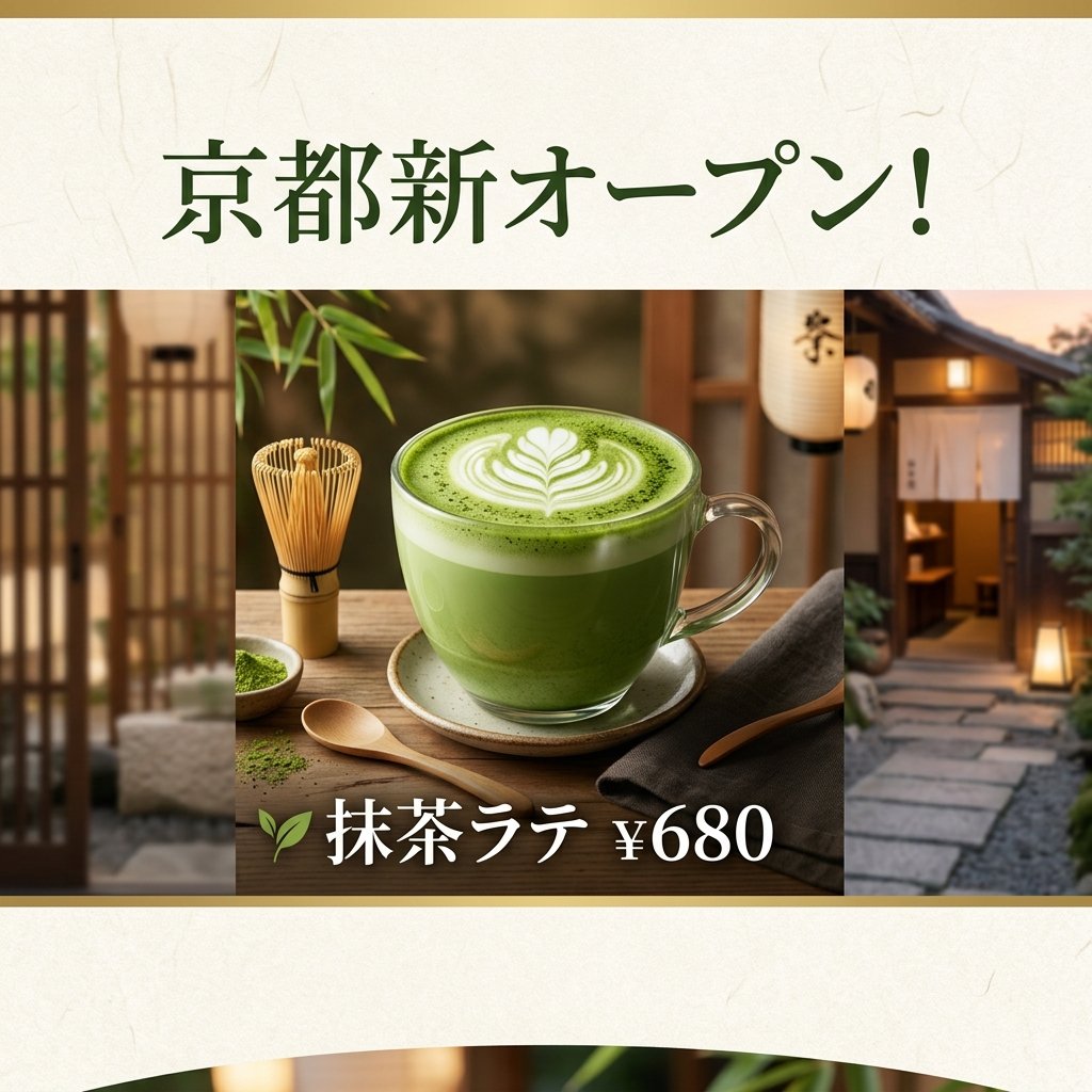 Matcha Latte Promotion Banner AI image template preview