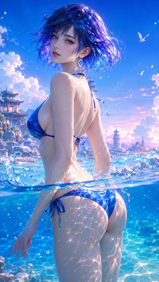 3D Anime CG Fantasy Summer Illustration AI image template preview
