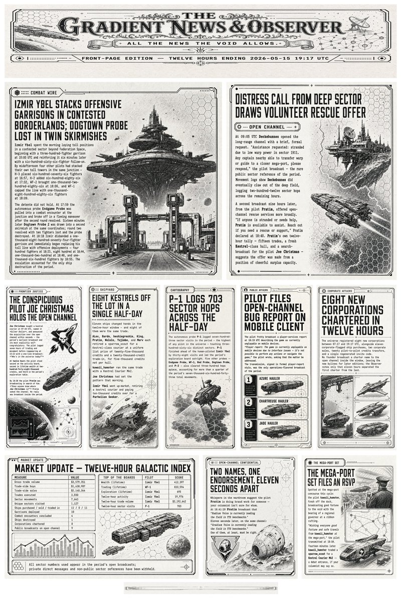 Retro Sci-Fi Newspaper Front Page AI template preview