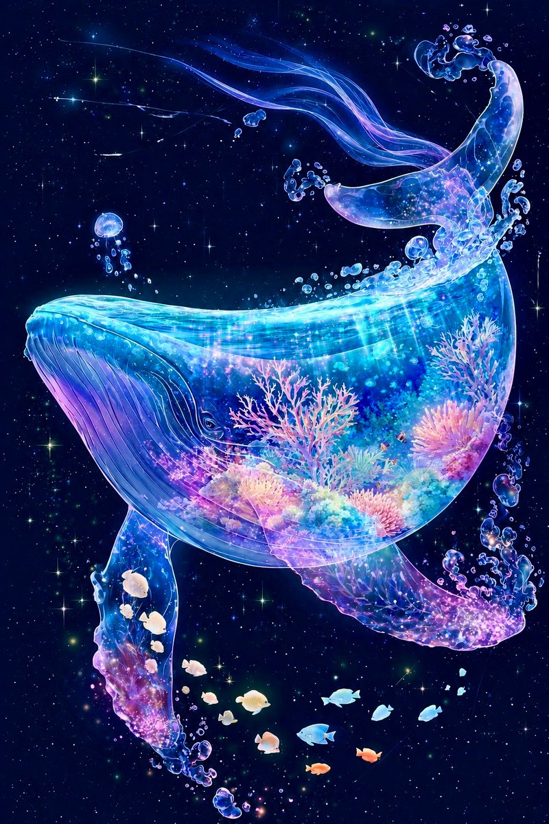 Cosmic Coral Whale AI image template preview