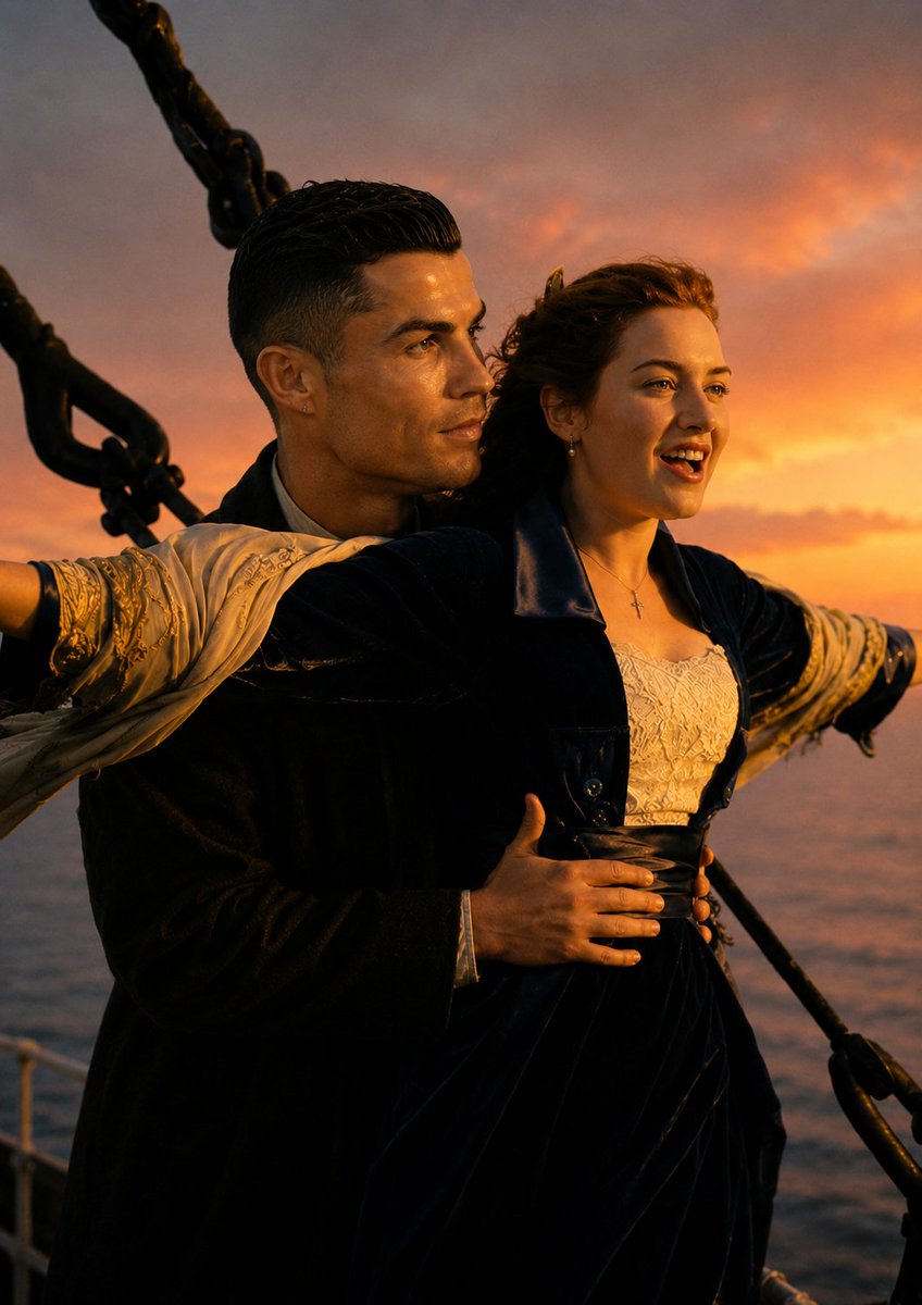Censored Titanic Sunset Romance AI image template preview