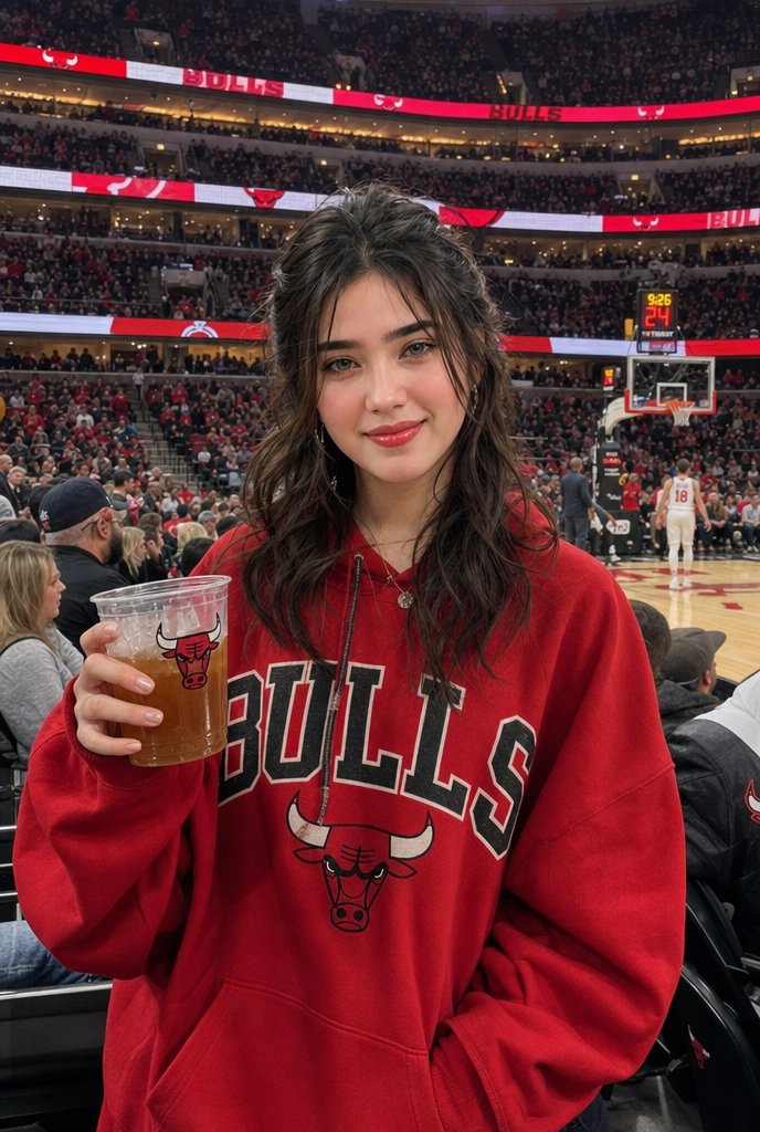 Realistic Bulls Courtside Fan Portrait AI image template preview