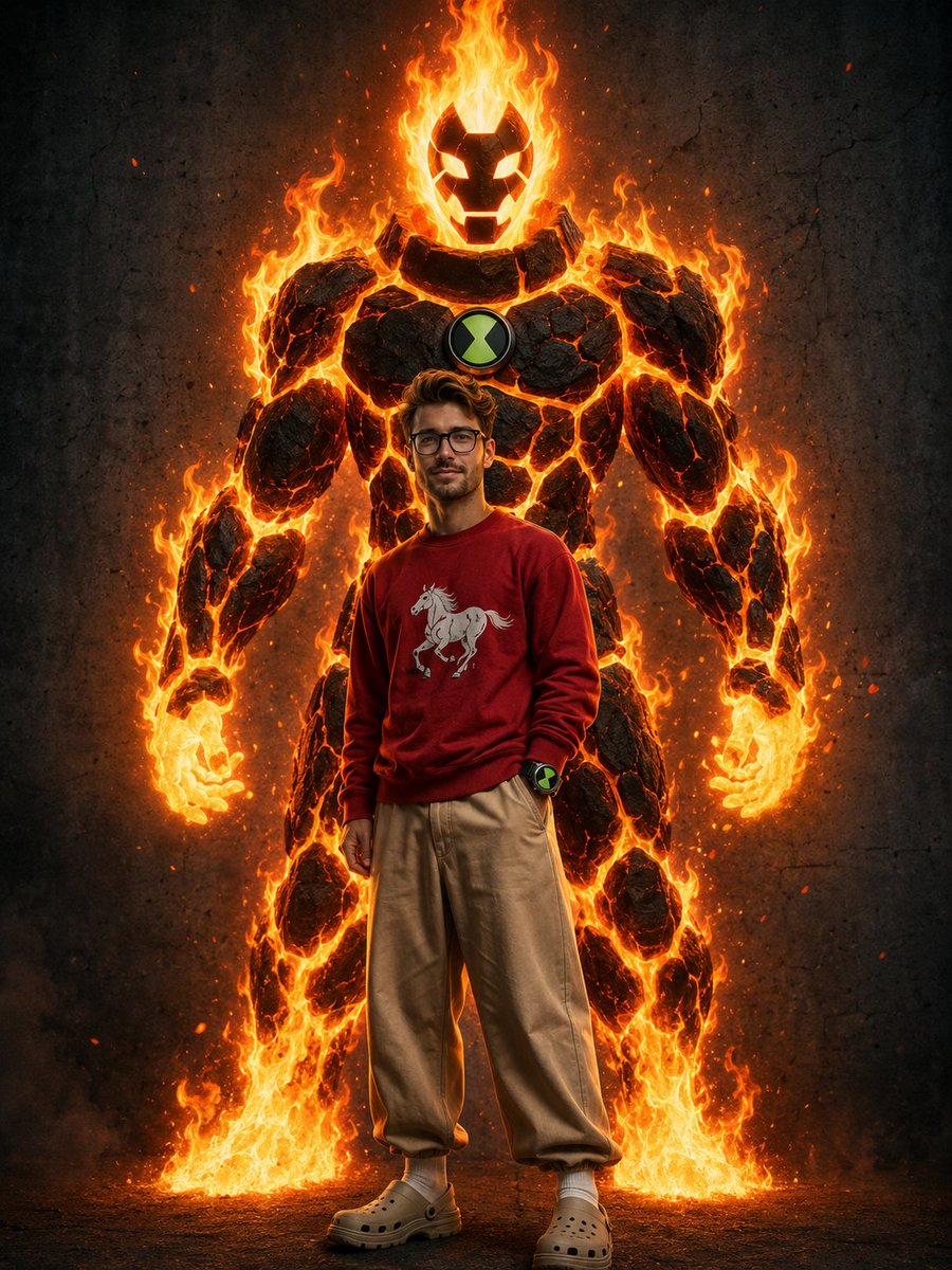 Heatblast Ben 10 Streetwear Portrait AI image template preview