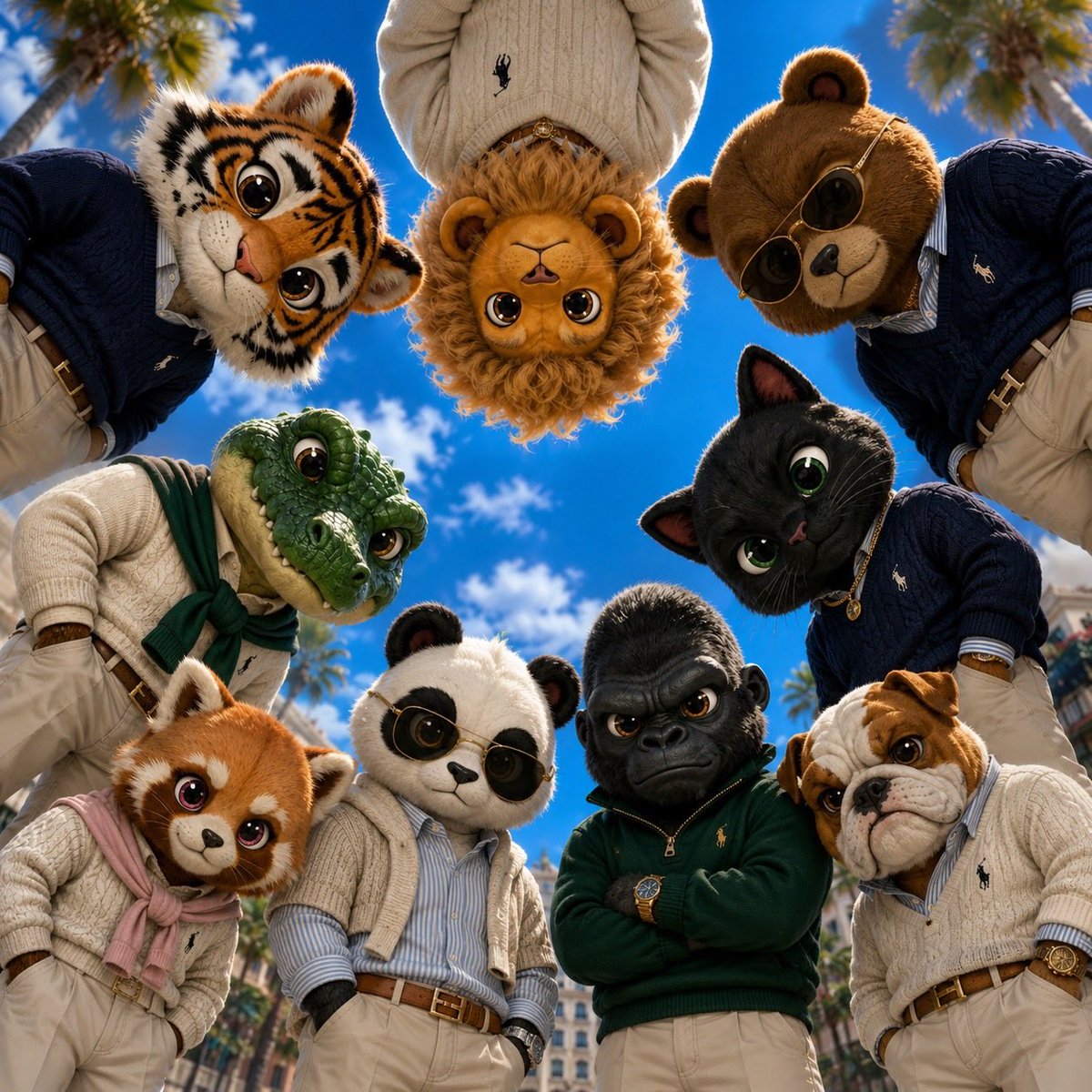 Old Money & Gangster Style Animal Squads AI image template preview