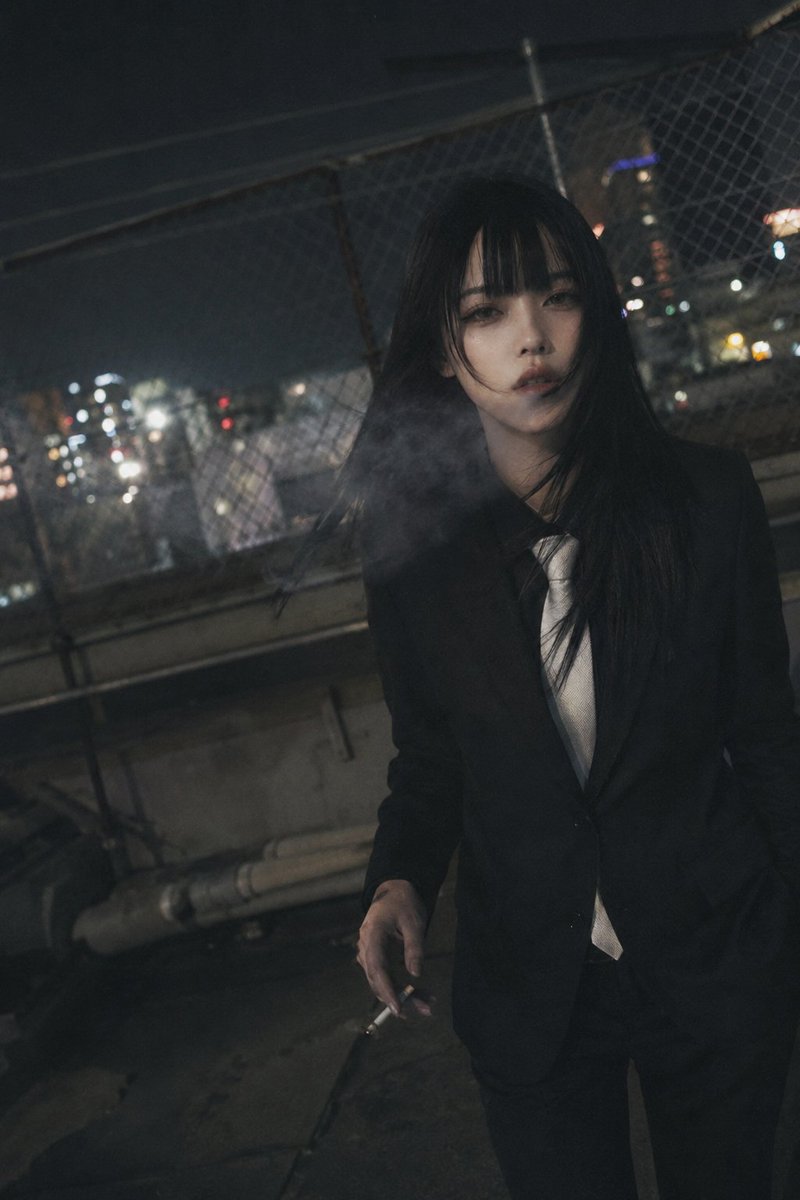 Candid Night Rooftop Portrait AI image template preview