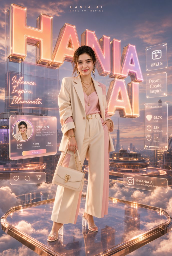 Instagram Luxury Holographic Fashion Poster AI image template preview