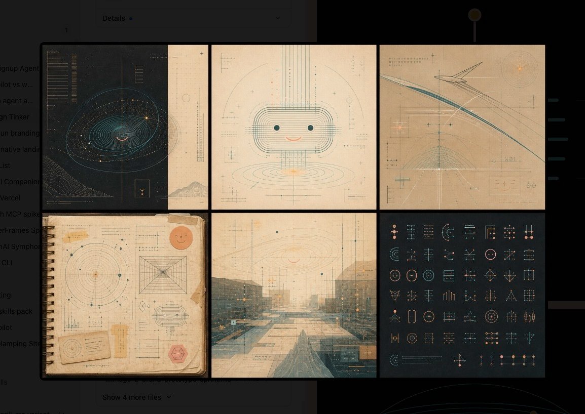 Warm Schematic Design System Board AI image template preview
