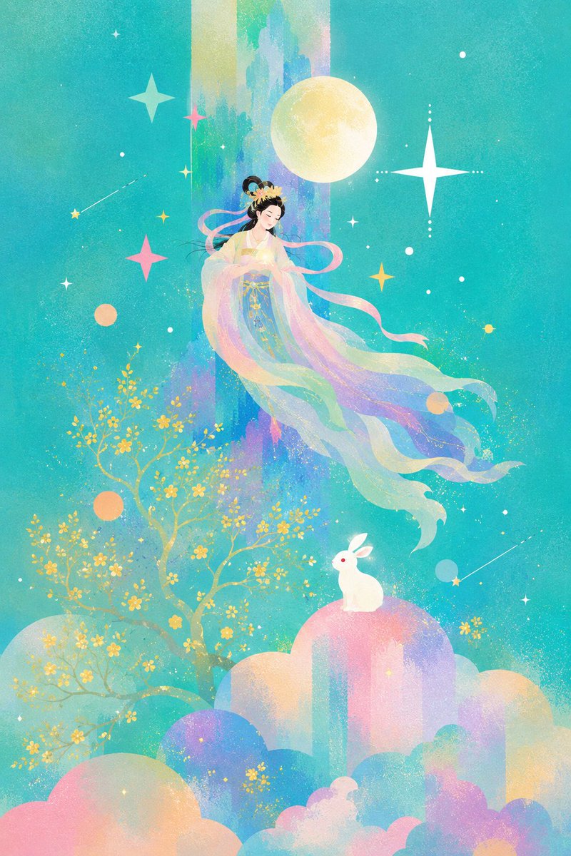 Pastel Moon Goddess Fantasy AI image template preview