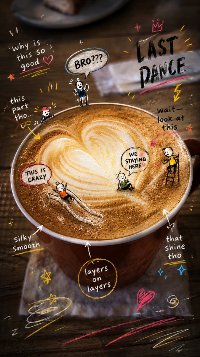 Latte Photo With Emotional Doodles AI image template preview