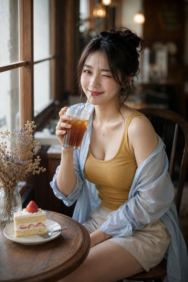 Censored Cafe Portrait Photo AI image template preview