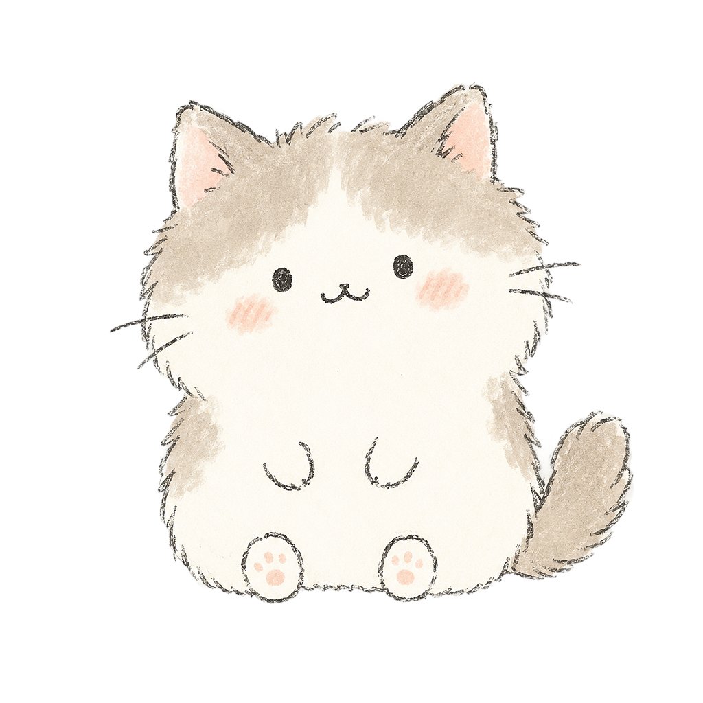 Kawaii Watercolor Kitten AI image template preview