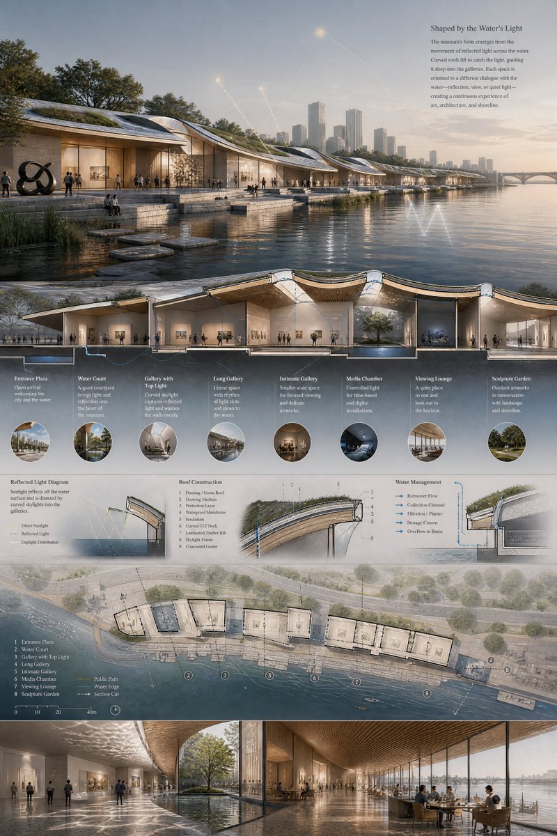 Waterfront Museum Architecture Board AI image template preview