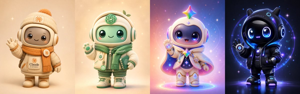 Four Chibi AI Mascot Robots AI image template preview