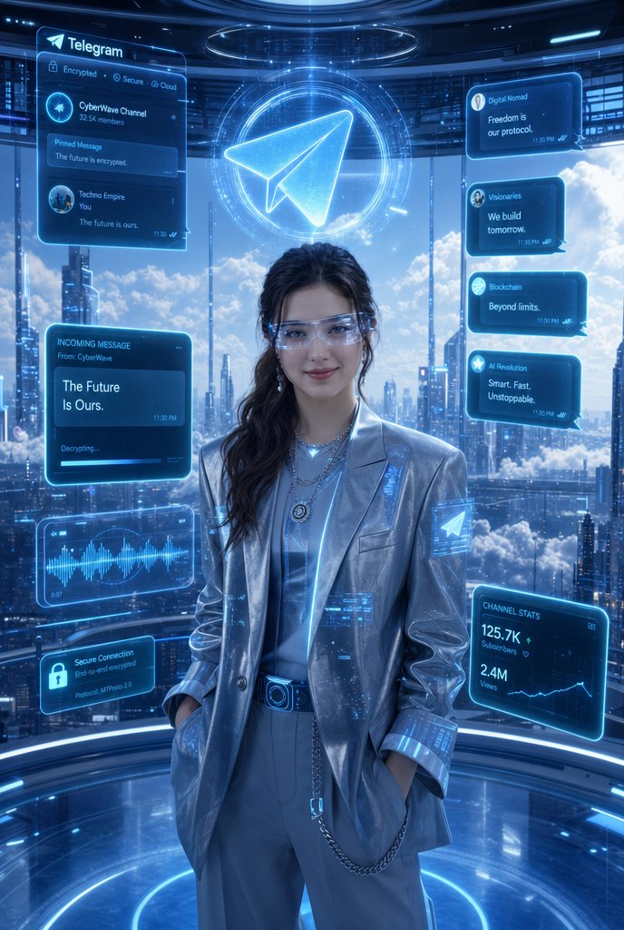 Luxury Telegram Cyber Hub Poster AI image template preview