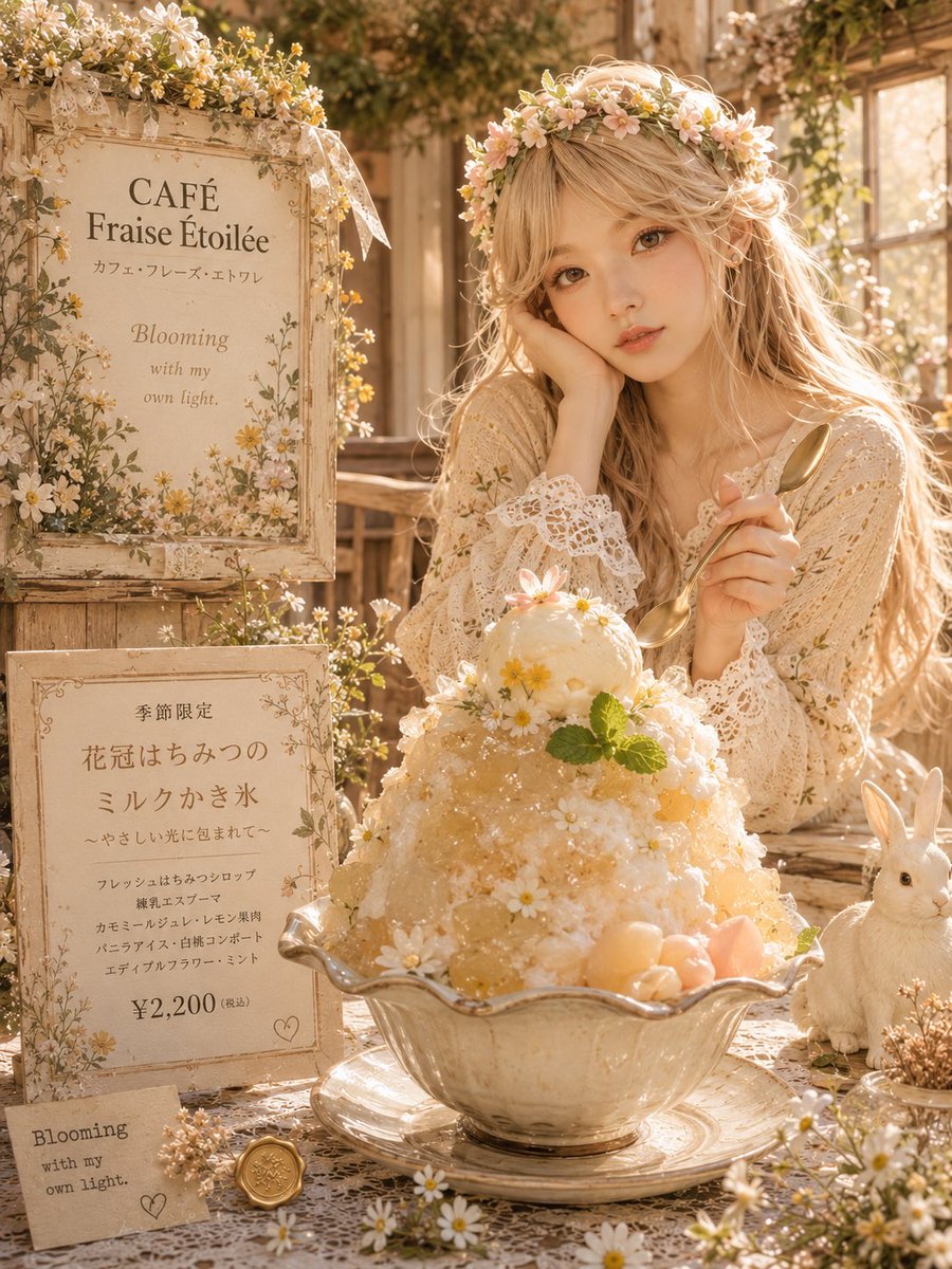 Cottagecore Shaved Ice Café Ad AI image template preview