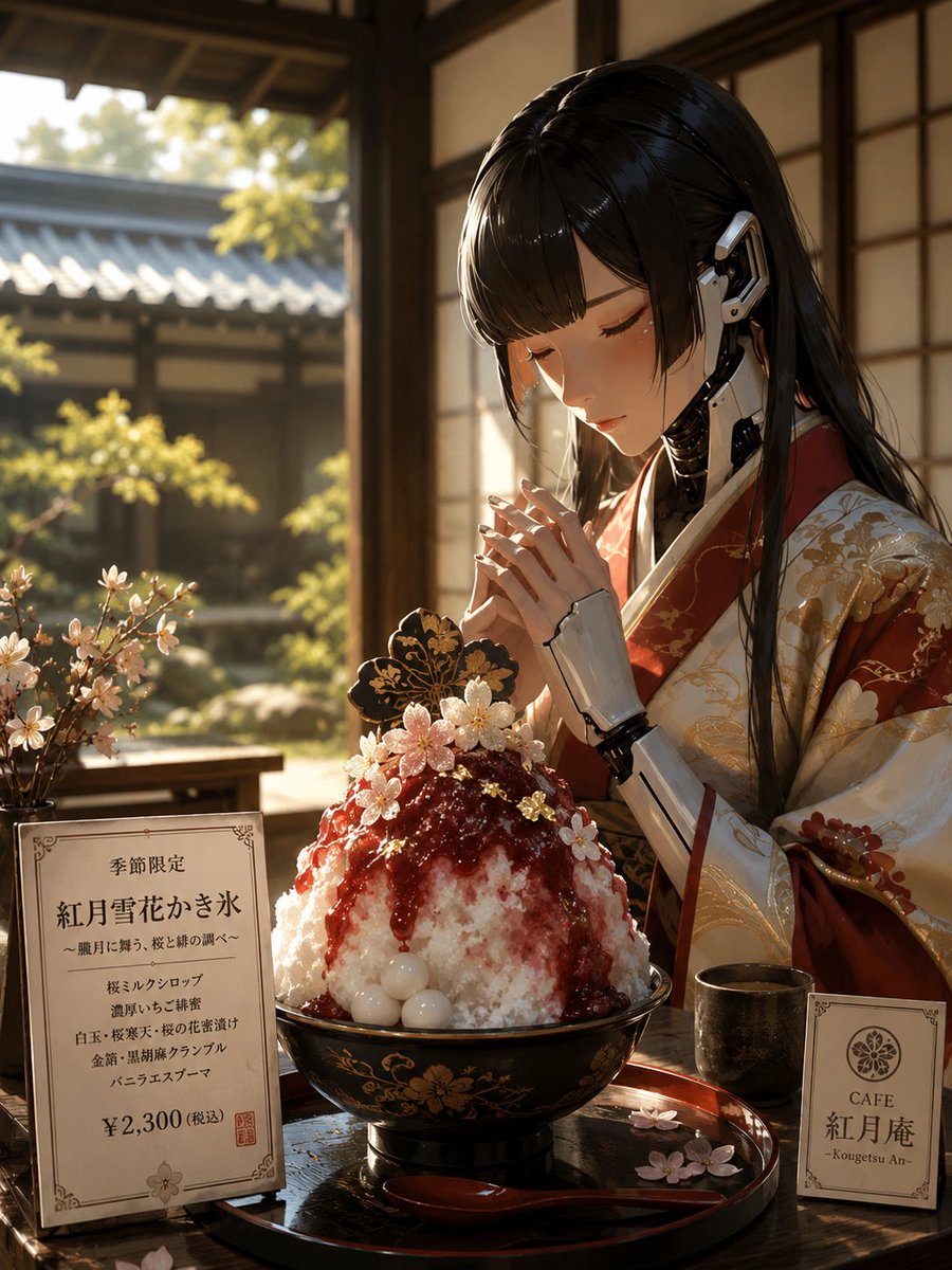 Cybernetic Kimono Shaved Ice Cafe AI image template preview