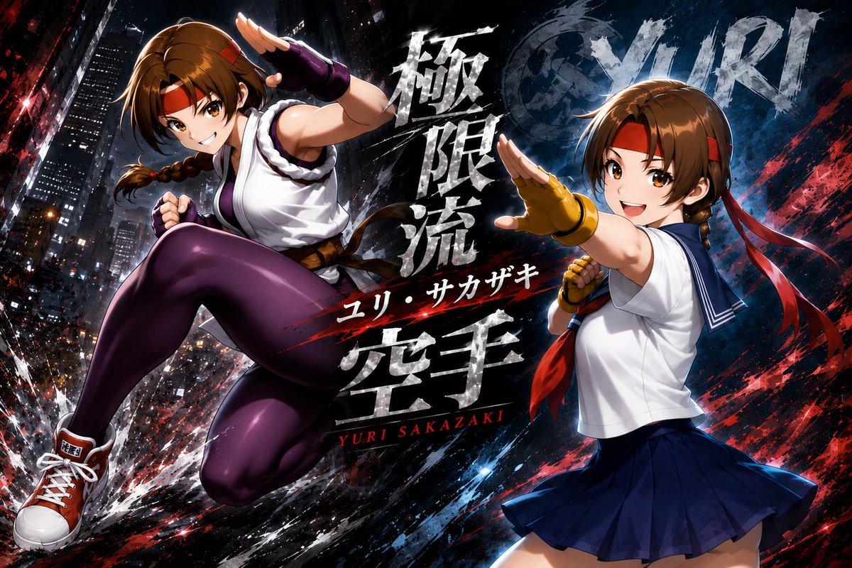 Yuri Sakazaki Anime Battle Poster AI image template preview