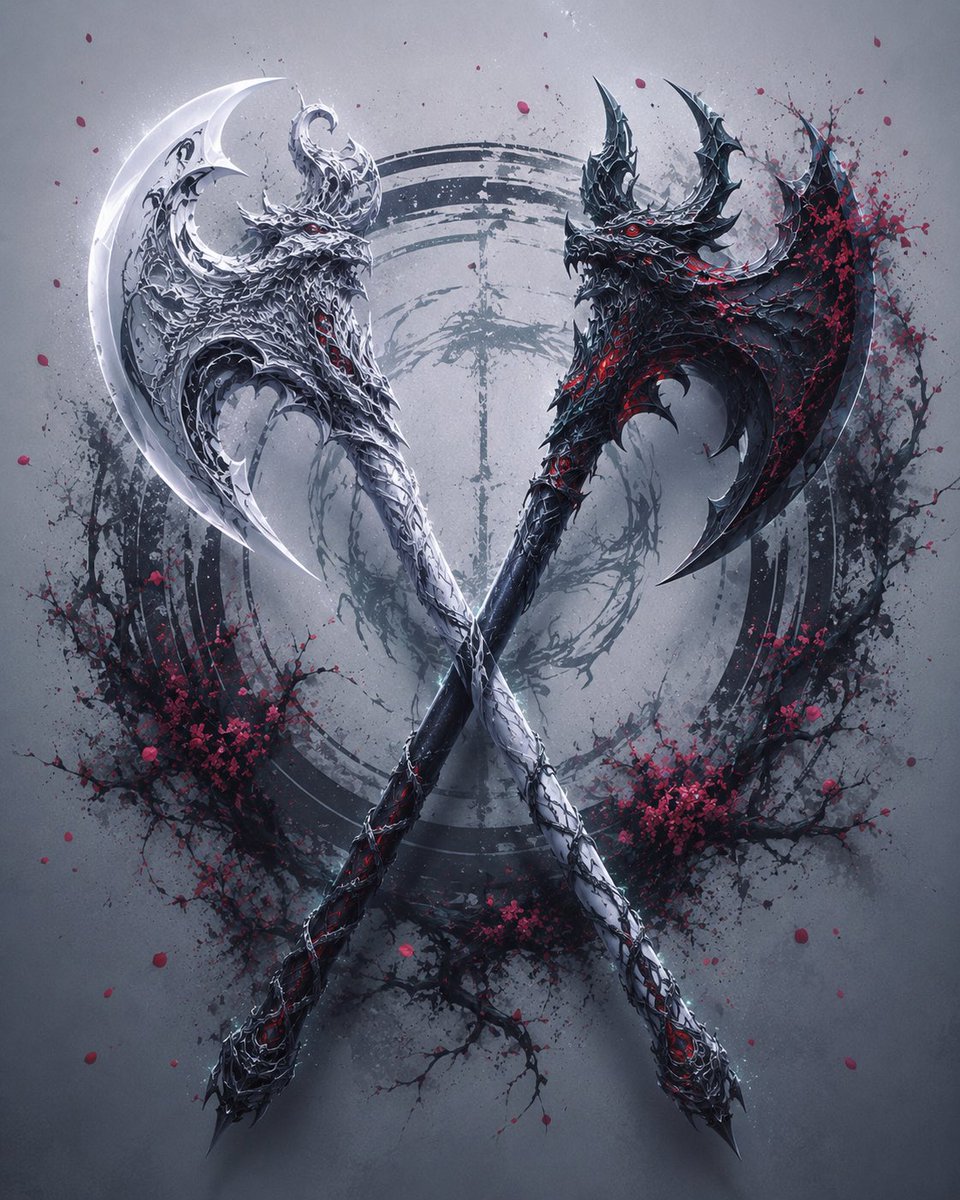 Crossed Eastern Dark Fantasy Polearms AI image template preview