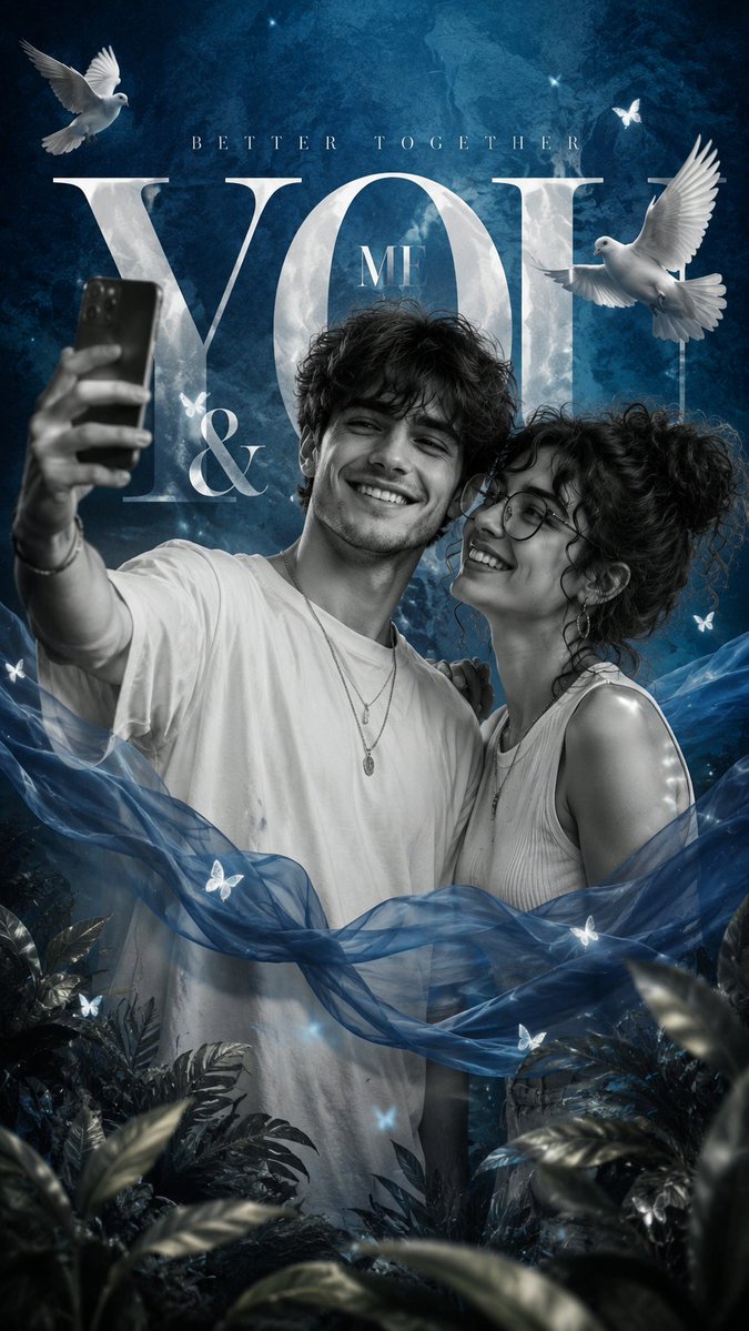 Romantic Editorial Couple Portrait AI image template preview