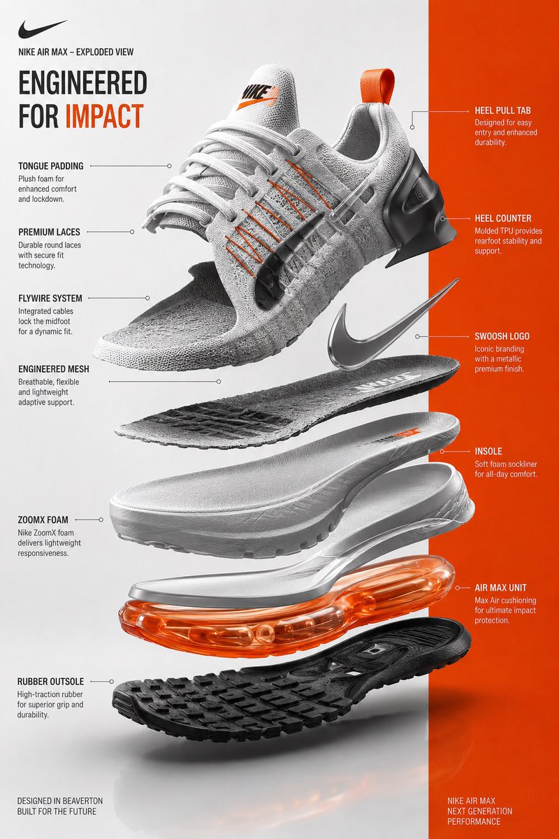 Exploded View Sneaker Infographic AI image template preview