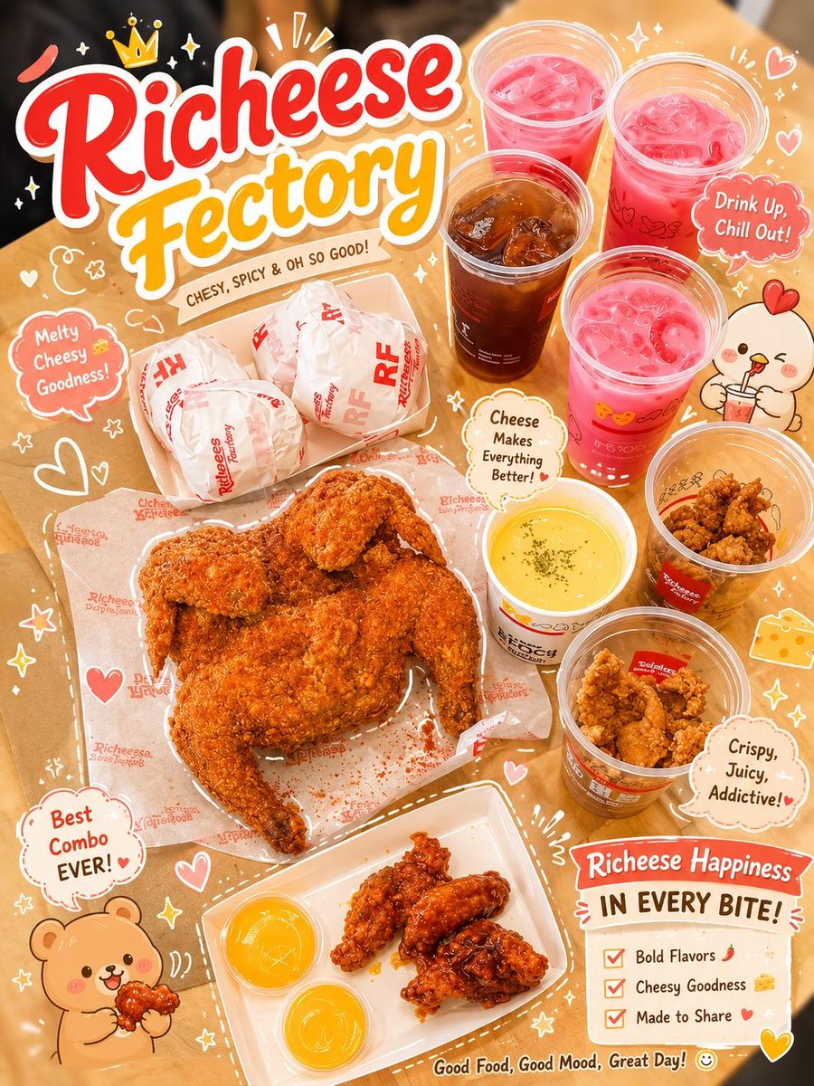 Kawaii Food Advertisement Poster AI image template preview