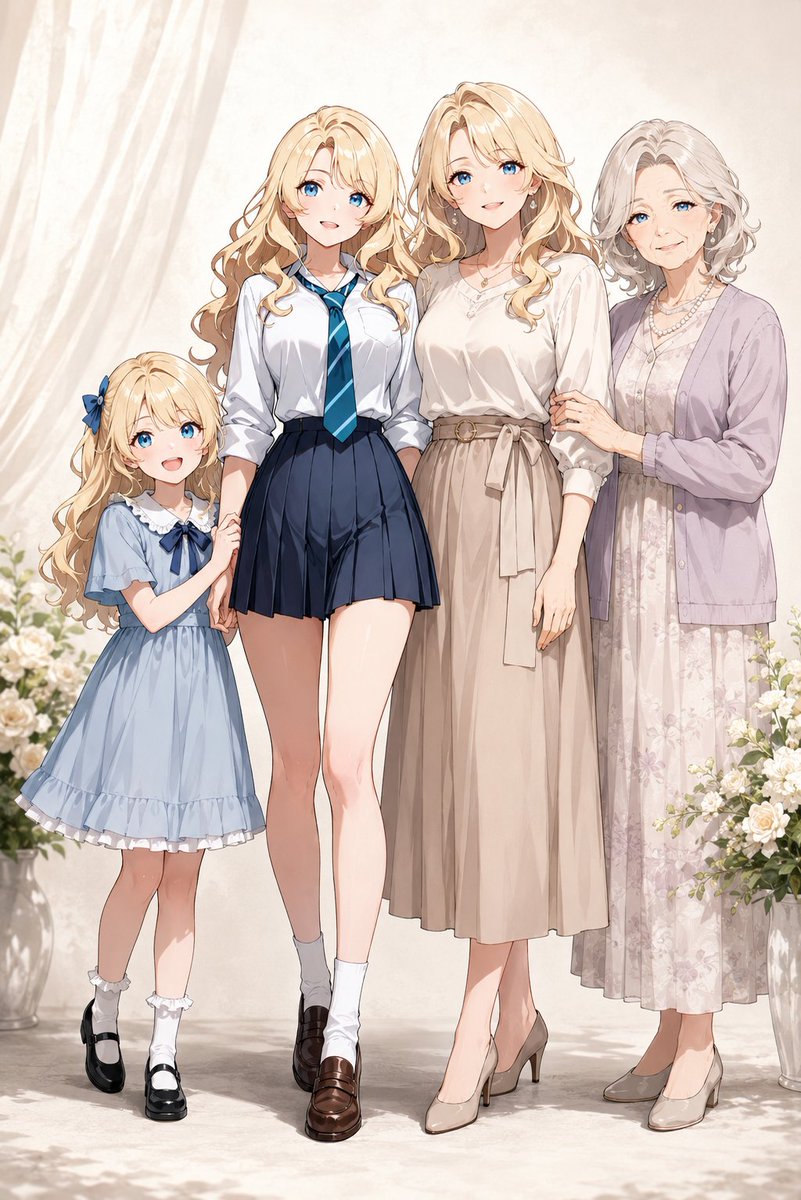 Four-Generation Family Portrait Prompt AI image template preview