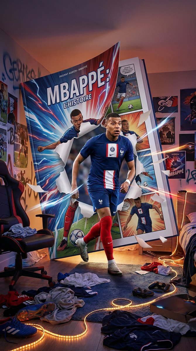 Mbappé Comic Book Bedroom Portal AI image template preview