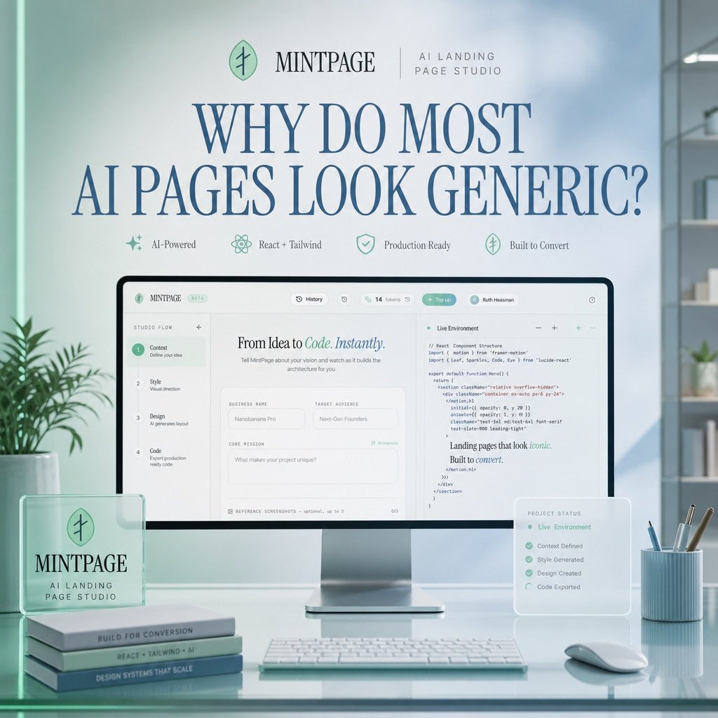 Mintpage AI Landing Page Hero AI image template preview