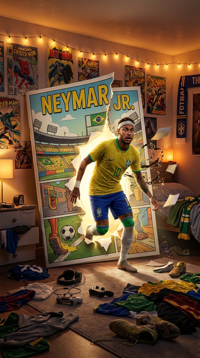 Neymar Comic Portal Bedroom AI image template preview