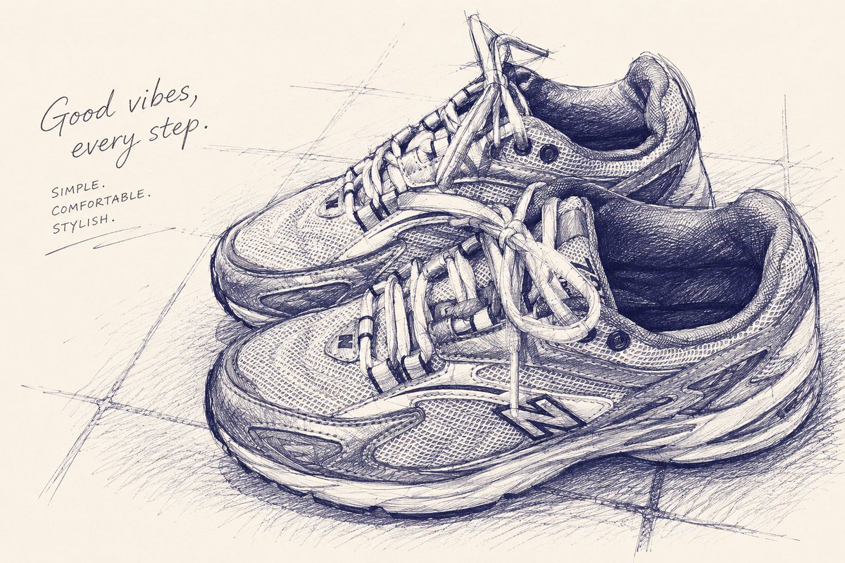 Ballpoint Pen Style Sneaker Sketch AI image template preview