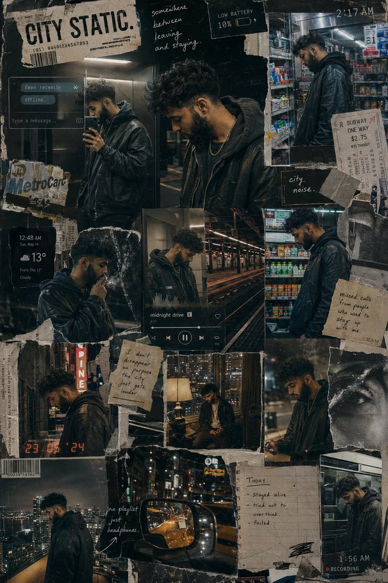 Urban Life Mixed-Media Collage AI image template preview