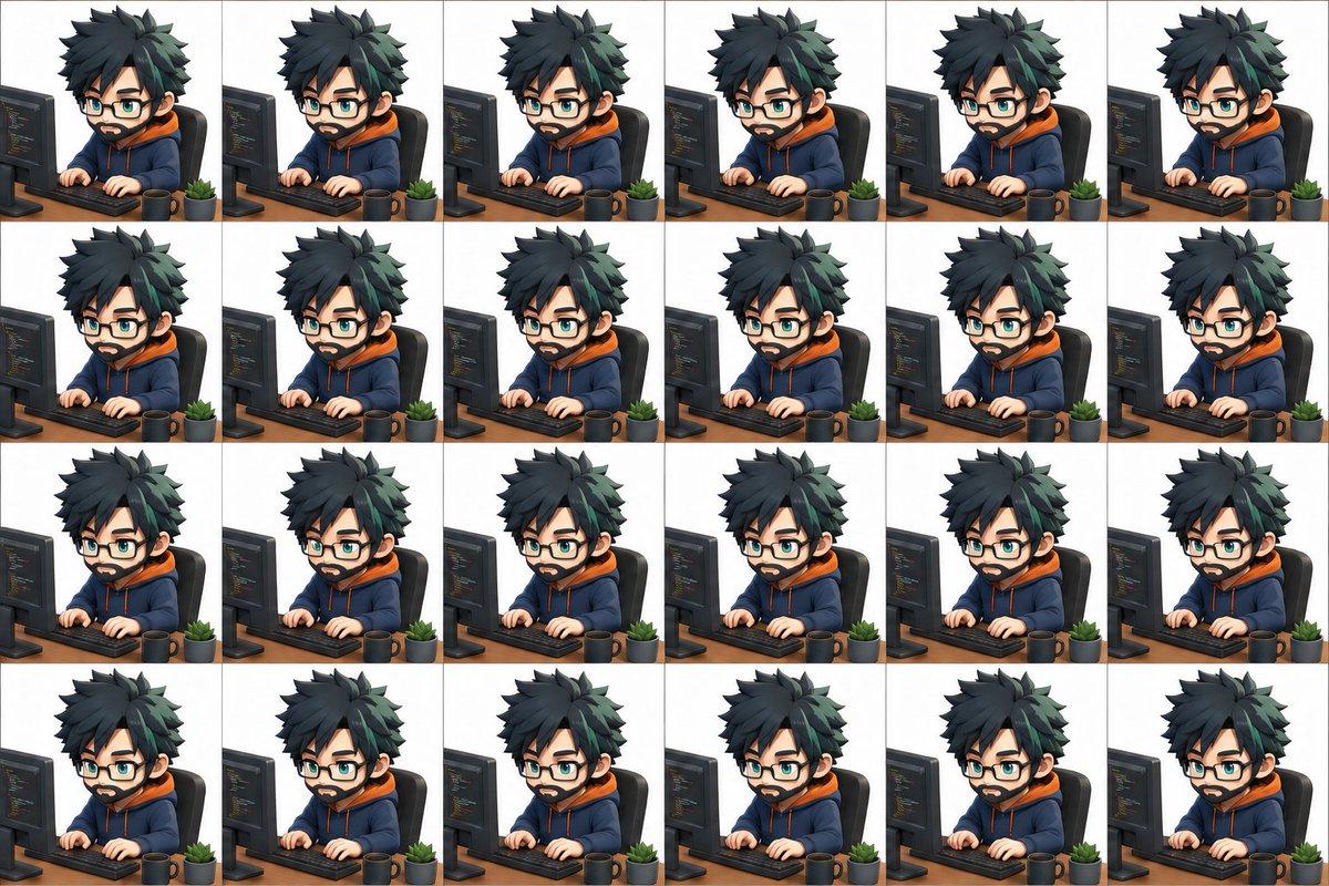3D Chibi Sprite Sheet Generator AI image template preview