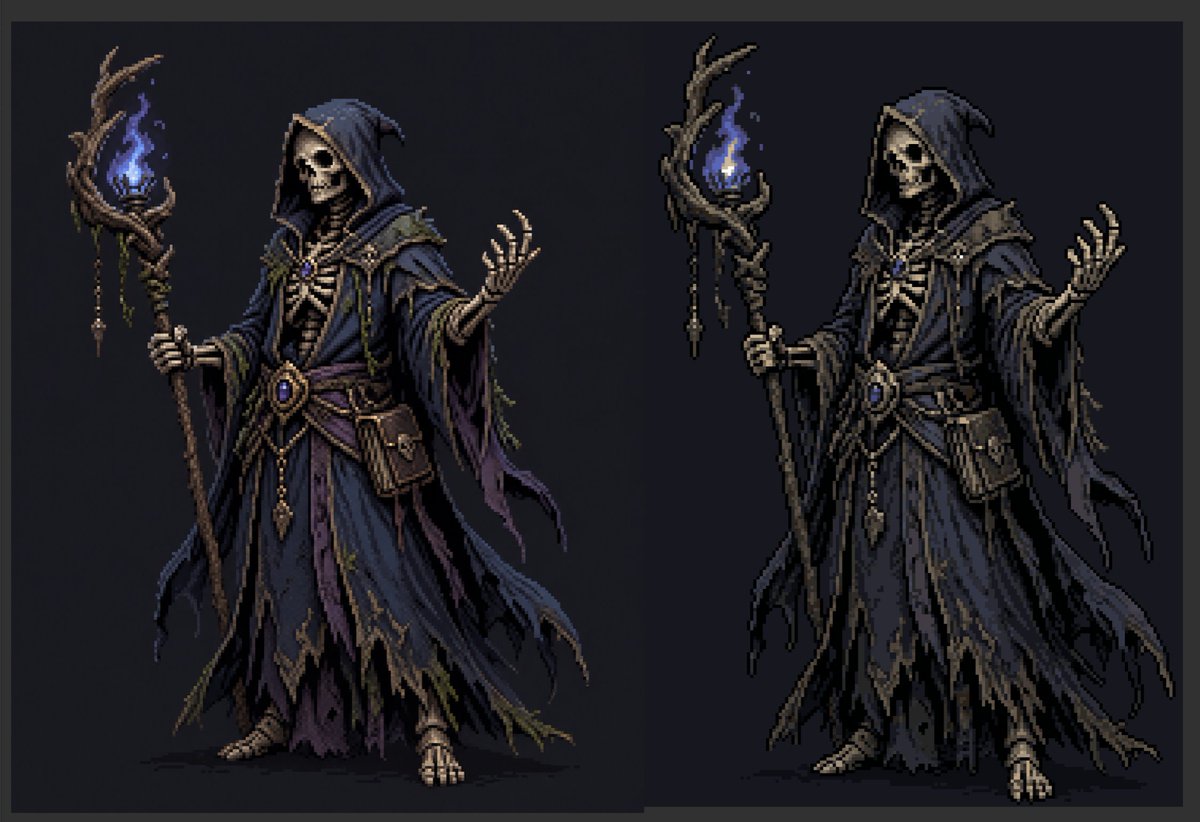 Necromancer Pixel Art Comparison AI image template preview