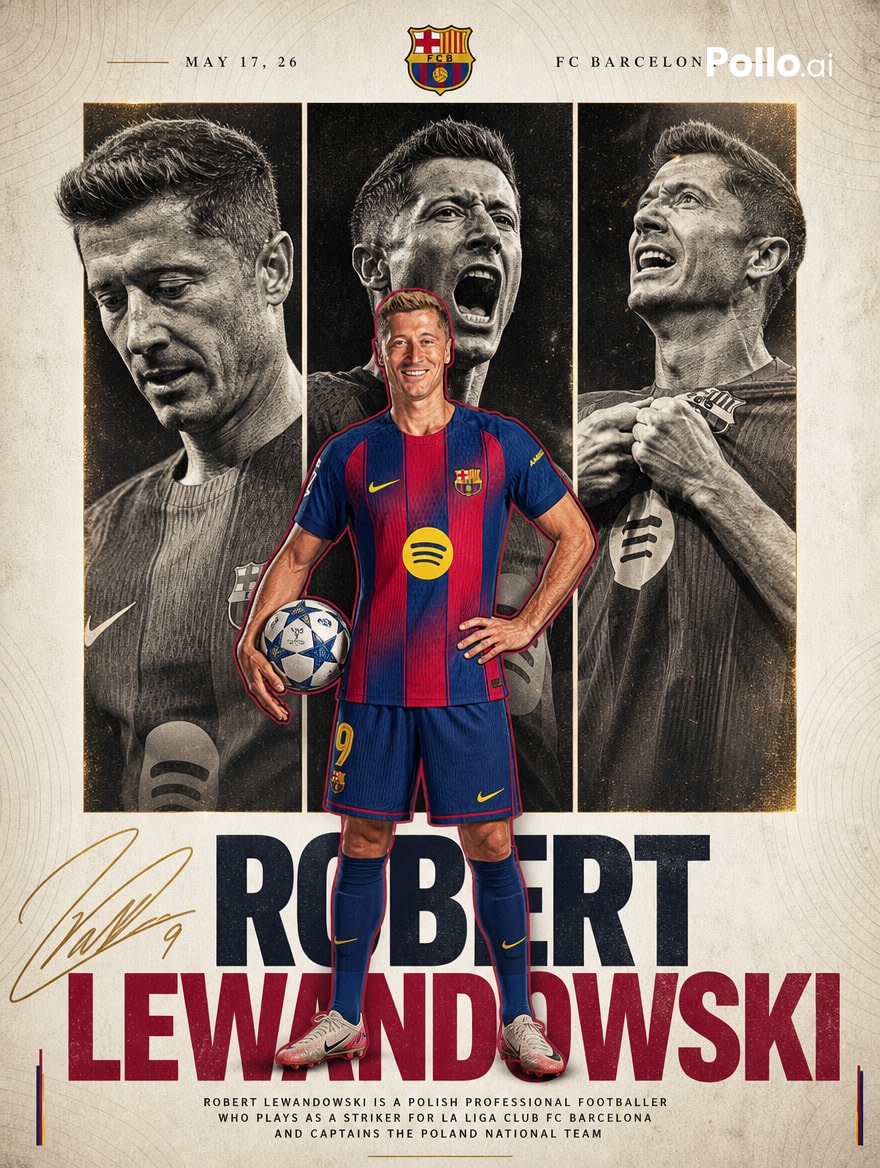 FC Barcelona Lewandowski Poster AI image template preview