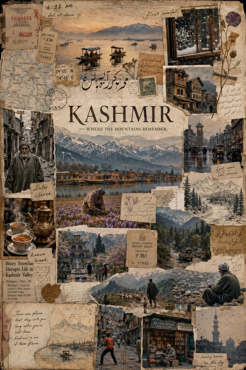 Kashmir Archival Travel Journal Collage AI image template preview