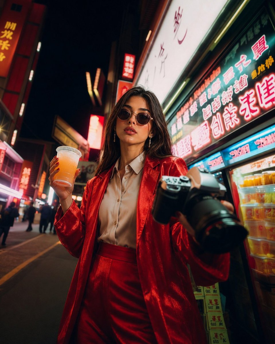 Cyberpunk Neon Nightlife Editorial Shoot AI image template preview