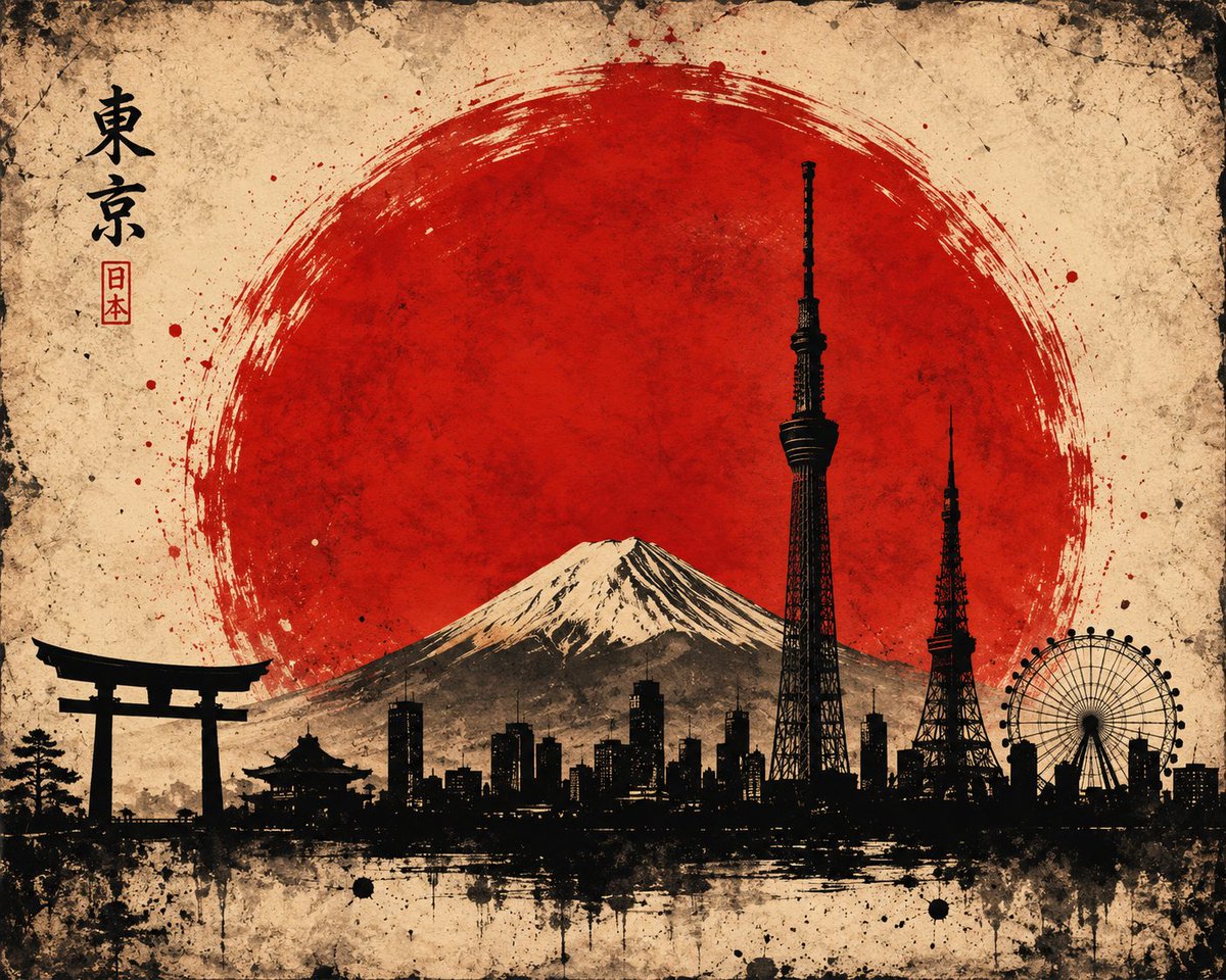 Vintage Brush Flag City Posters AI image template preview