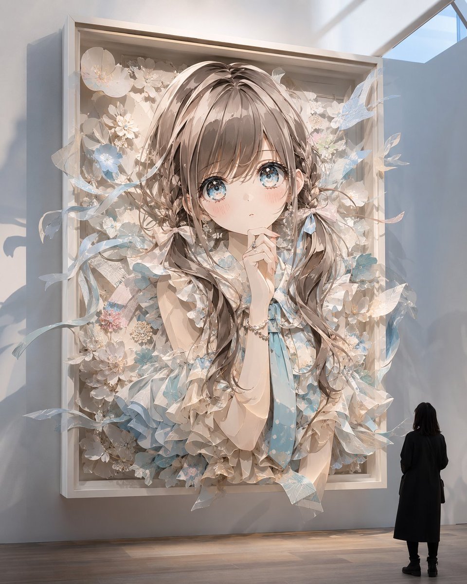 Museum Papercraft Anime Portrait AI image template preview