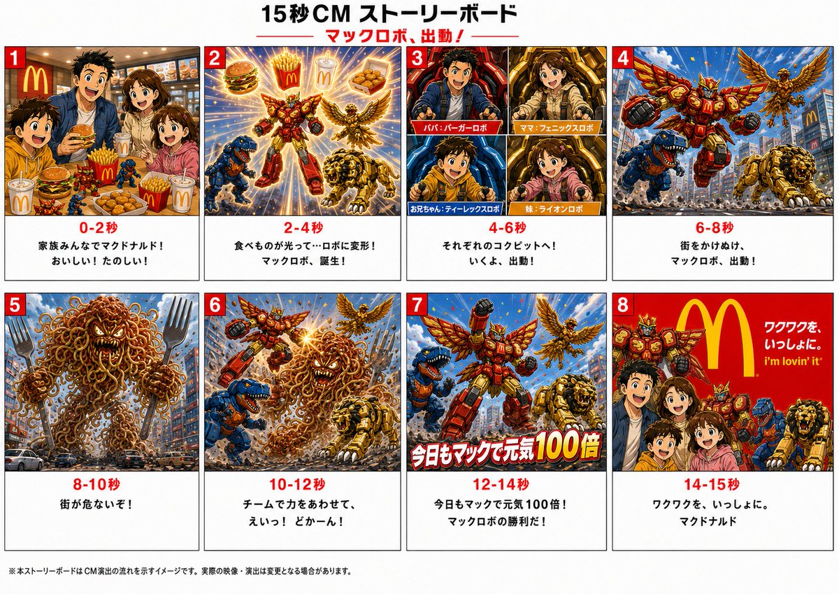 Japanese Mecha Fast Food Storyboard AI image template preview
